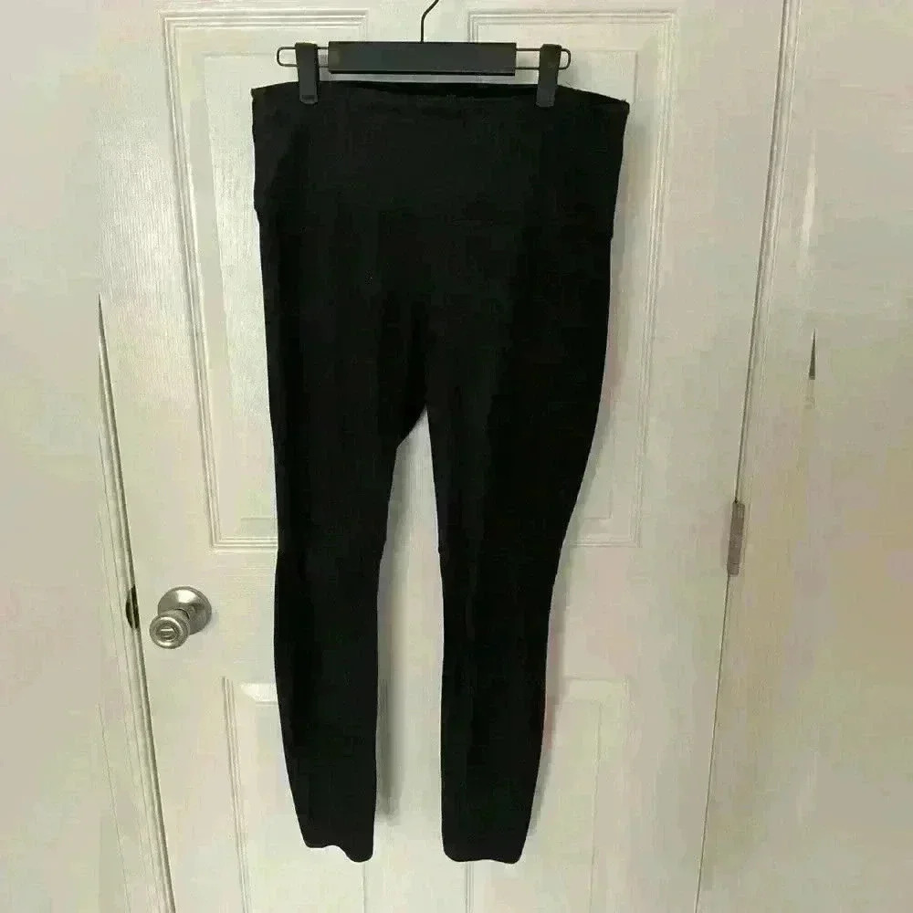 Lysse Womens Ankle Suede Like Leggings Pants Black Mid Rise Stretch Pull On S